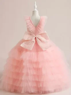 White Flower Girl Dresses Special Occasion Dresses White Tulle Sleeveless V-Neck Flower Girl Dresses