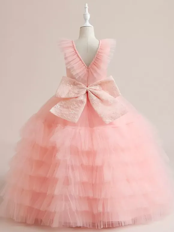 White Flower Girl Dresses Special Occasion Dresses White Tulle Sleeveless V-Neck Flower Girl Dresses