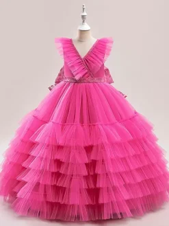 White Flower Girl Dresses Special Occasion Dresses White Tulle Sleeveless V-Neck Flower Girl Dresses