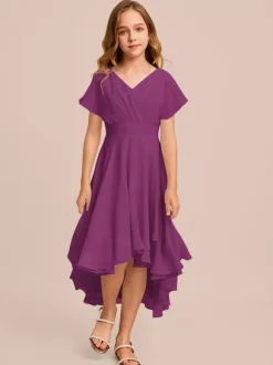 White Flower Girl Dresses Special Occasion Dresses Mint Green Chiffon Short Sleeves V-Neck Flower Girl Dresses
