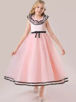 White Flower Girl Dresses Special Occasion Dresses White Tulle Sleeveless Jewel Neck Flower Girl Dresses