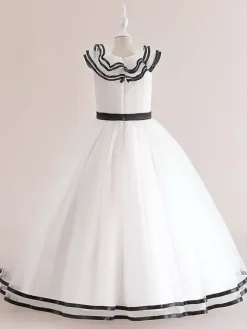 White Flower Girl Dresses Special Occasion Dresses White Tulle Sleeveless Jewel Neck Flower Girl Dresses