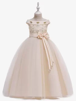 White Flower Girl Dresses Special Occasion Dresses White Tulle Sleeveless Bateau Neck Flower Girl Dresses