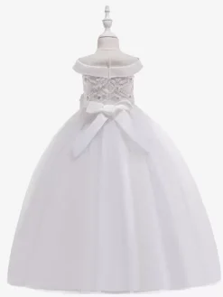 White Flower Girl Dresses Special Occasion Dresses White Tulle Sleeveless Bateau Neck Flower Girl Dresses
