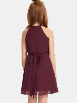 White Flower Girl Dresses Special Occasion Dresses Burgundy Chiffon Sleeveless Designed Neckline Flower Girl Dresses