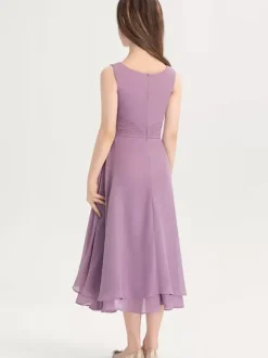 White Flower Girl Dresses Special Occasion Dresses Purple Chiffon Sleeveless Jewel Neck Flower Girl Dresses