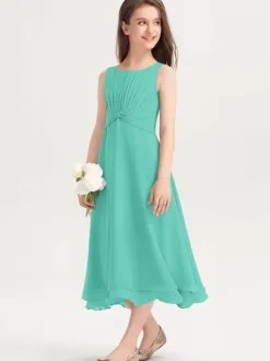 White Flower Girl Dresses Special Occasion Dresses Purple Chiffon Sleeveless Jewel Neck Flower Girl Dresses
