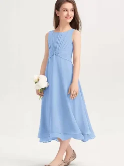White Flower Girl Dresses Special Occasion Dresses Purple Chiffon Sleeveless Jewel Neck Flower Girl Dresses