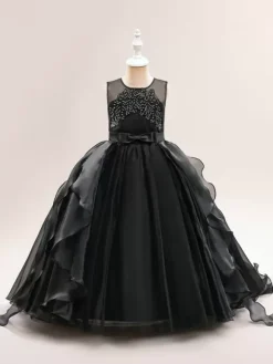 White Flower Girl Dresses Special Occasion Dresses White Tulle Sleeveless Jewel Neck Flower Girl Dresses
