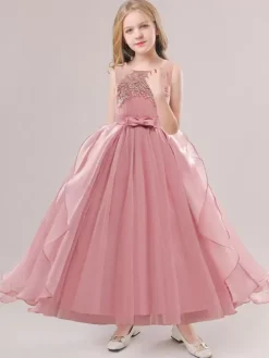 White Flower Girl Dresses Special Occasion Dresses White Tulle Sleeveless Jewel Neck Flower Girl Dresses