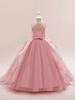 White Flower Girl Dresses Special Occasion Dresses White Tulle Sleeveless Jewel Neck Flower Girl Dresses