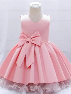 White Flower Girl Dresses Special Occasion Dresses Champagne Polyester Sleeveless Jewel Neck Flower Girl Dresses