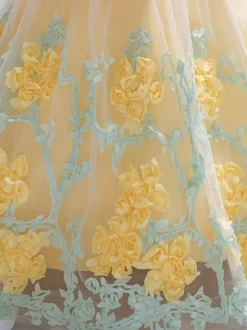White Flower Girl Dresses Special Occasion Dresses Yellow Lace Sleeveless Jewel Neck Flower Girl Dresses