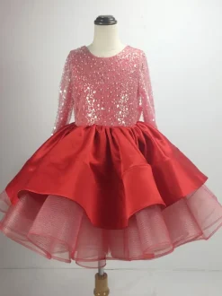 White Flower Girl Dress Lace Jewel Neck Long Sleeves Girls Party Dresses