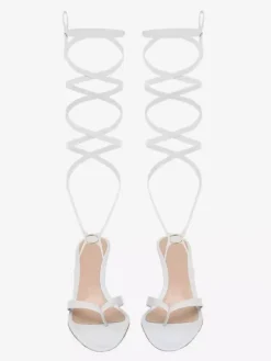 White High Heel Sandals Flip Flop Lace Up Party Prom Shoes