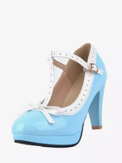 White Kitten Heel T Strap Vintage Shoes