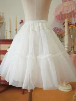 White Lolita Petticoat Ruffle Voile Pleated Lolita Underskirt