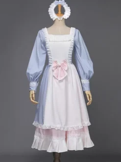 White Retro Tudor Dress Costumes Women's Lace Lace Bows Marie Antoinette Costume Polyester Tunic Headwear Dress Vintage Masquerade Ball Gown
