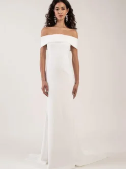 White Simple Mermaid Causal Wedding Dress Bateau Neck Sleeveless Backless Satin Fabric Long Bridal Gowns Free Customization