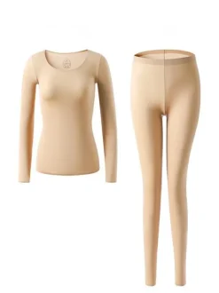 Winter Warm Underwear Round Neck Thermal Base Layer For Women