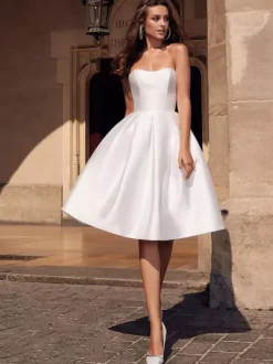 With Cocktail Dress Elegant Short Short Sweetheart Neck Satin Fabric
