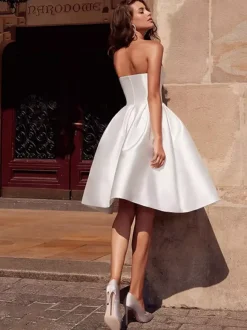 With Cocktail Dress Elegant Short Short Sweetheart Neck Satin Fabric