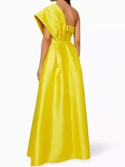 With Cocktail Dress Beautiful Floor-Length A-Line One-Shoulder Satin Fabric