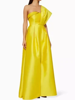 With Cocktail Dress Beautiful Floor-Length A-Line One-Shoulder Satin Fabric