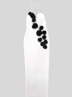 With Cocktail Dress Modern Ankle-Length Ball Gown V-Neck Flowers Polyester