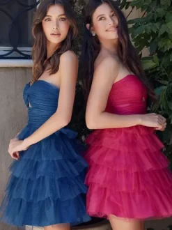 With Homecoming Dress Short Short Designed Neckline Cut Out Tulle