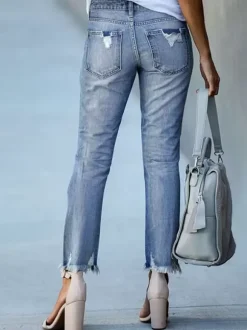 Woman's Jeans Modern Distressed Skinny Polyester