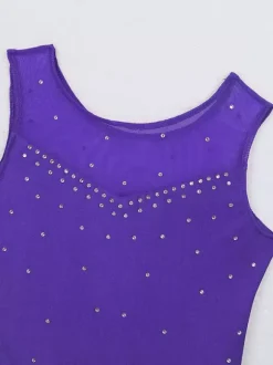 Women And Girl Skating Dress Aqua Polyester Sleeveless Rhineston Skating Dance Costumes