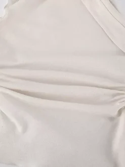 Women Asymmetric One Shoulder Sleeveless Top Side Ruched Draped Sash Blouse