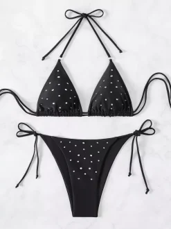 Women Bikini Swimsuit Black Lace Up Summer Beach Bathing Suits