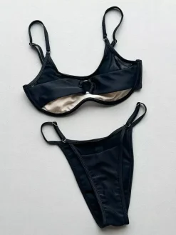 Women Bikini Swimsuit Black Lace Up Backless Summer Sexy Swimming Suits