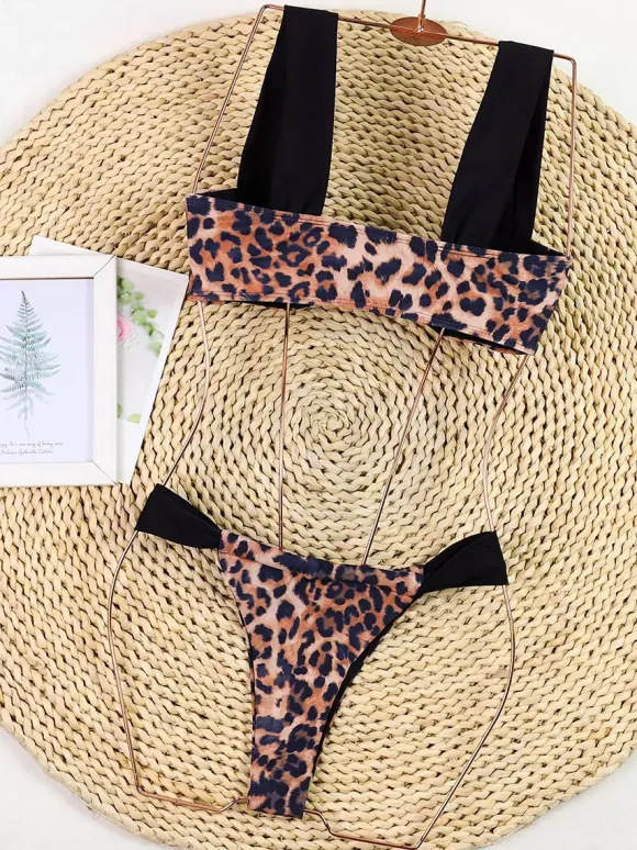 Women Bikini Swimsuit Leopard Summer Beach Bathing Suits