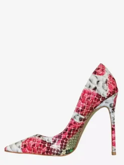 Women High Heels Snake Pattern Pointy Toe Slip On Pumps
