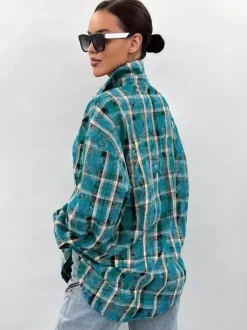 Women Jacket Turndown Collar Buttons Cotton Long Sleeve Outerwear