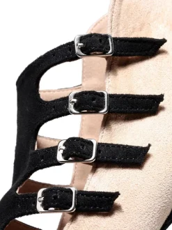 Women Lace Up Mesh Summer Boots Stilettos Black