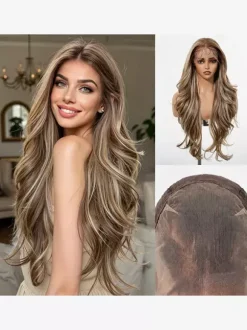 Women Long Wig Brownish Black Chic Synthetic Wigs
