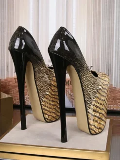 Women Platform Shoes High Heels Black Square Toe Sexy Shoes