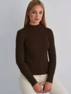 Women Pullover Tops High Collar Long Sleeves Sweaters