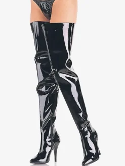 Women Sexy Boots Pointed Toe Zipper Sequins Stiletto Heel Rave Club Black Thigh High Boots