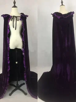 Women Christmas Burgundy Ponchos Cloak Polyester Christmas Holidays Costumes