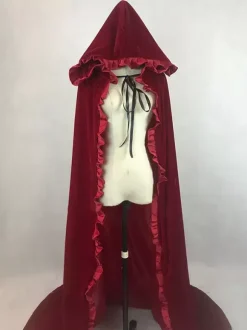 Women Christmas Burgundy Ponchos Cloak Polyester Christmas Holidays Costumes
