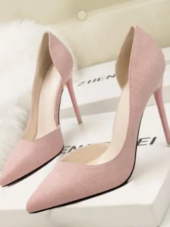 Women High Heels Pointed Toe Stiletto Heel Chic Suede Leather Royal Blue Sexy Stiletto Heels