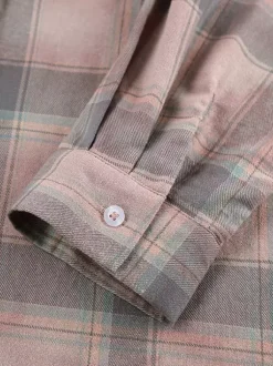 Women Jacket Turndown Collar Plaid Casual Long Sleeve Cardigans