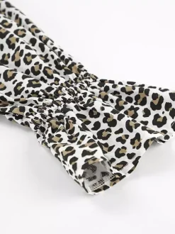 Women Jacket Turndown Collar Buttons Leopard Print Long Sleeve Outerwear