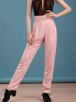 Women Latin Dance Pants Light Brown Lycra Spandex Pants Dancing Costume