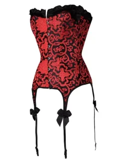 Women Red Corset Bows Retro Waist Trainer